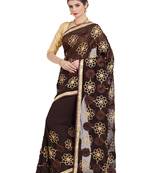 Brown Ribbon Georgette Banarsi Silk saree Blouse