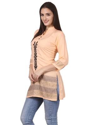 Beige printed viscose kurti 3