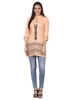 Beige printed viscose kurti 4