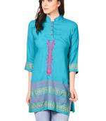 Blue printed viscose kurti