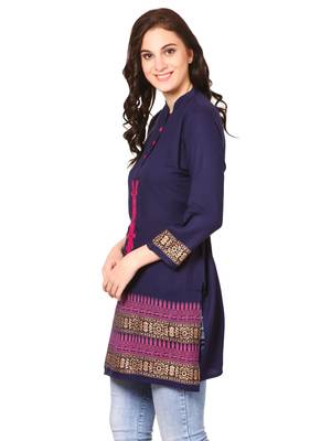 Blue printed viscose kurti 3