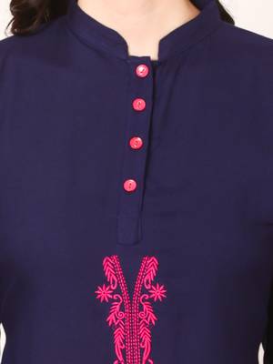 Blue printed viscose kurti 5