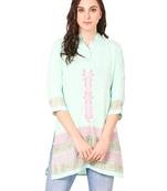 Green printed viscose kurti