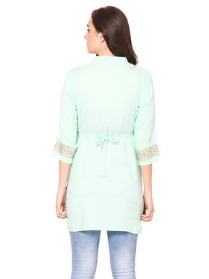 Green printed viscose kurti 2