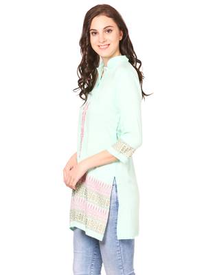 Green printed viscose kurti 3