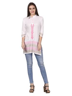 Pink printed viscose kurti 4