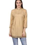 Beige plain viscose kurti