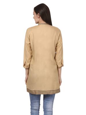 Beige plain viscose kurti 2