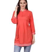 Orange plain viscose kurti