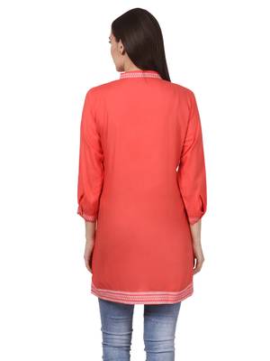 Orange plain viscose kurti 3