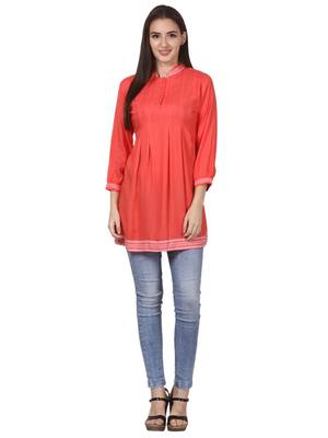 Orange plain viscose kurti 5