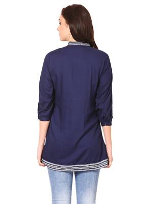 Blue plain viscose kurti 2