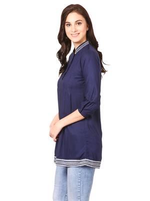 Blue plain viscose kurti 3