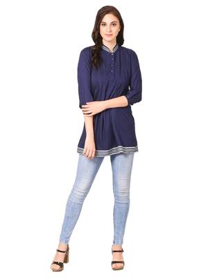 Blue plain viscose kurti 4