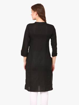 Black plain viscose kurti 2