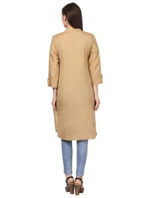 Beige plain viscose kurti 2