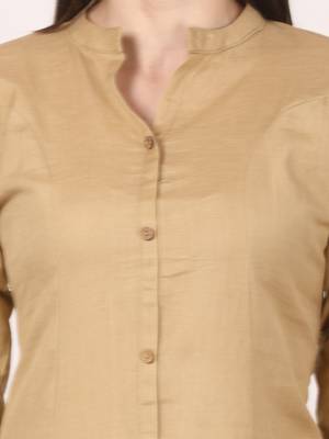 Beige plain viscose kurti 4