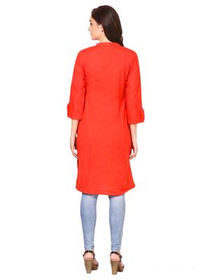 Orange plain viscose kurti 2