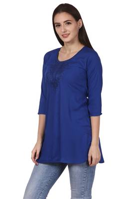 Blue embroidered viscose kurti 3