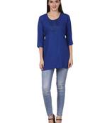 Blue embroidered viscose kurti
