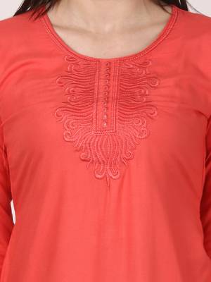 Orange embroidered viscose kurti 5