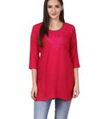Pink embroidered viscose kurti