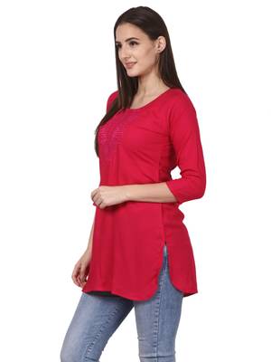 Pink embroidered viscose kurti 3