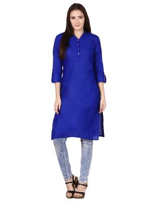 Blue plain viscose kurti 1