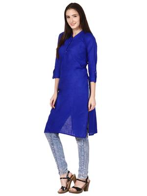 Blue plain viscose kurti 3