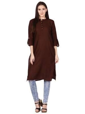 Brown plain viscose kurti 1
