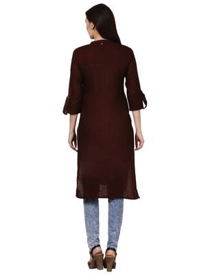 Brown plain viscose kurti 2
