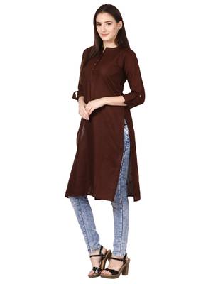 Brown plain viscose kurti 3