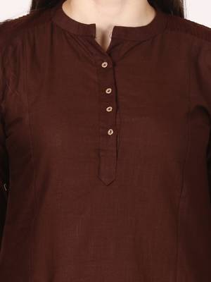 Brown plain viscose kurti 4