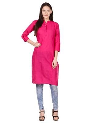 Pink plain viscose kurti 1