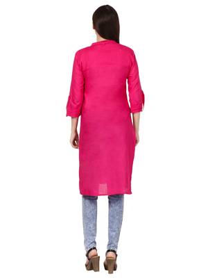 Pink plain viscose kurti 2