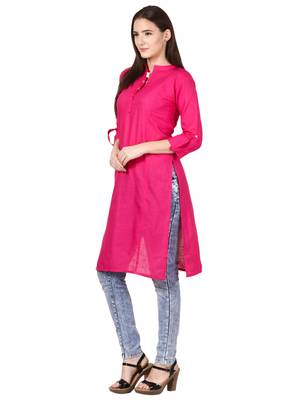 Pink plain viscose kurti 3