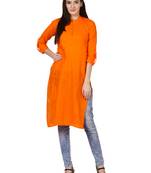 Orange plain viscose kurti