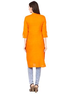 Orange plain viscose kurti 2