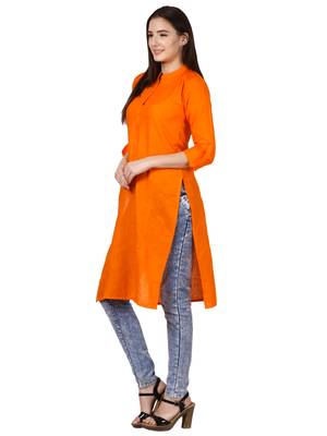 Orange plain viscose kurti 3