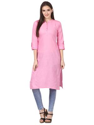 Pink plain viscose kurti 1