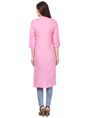 Pink plain viscose kurti 2