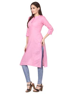 Pink plain viscose kurti 4