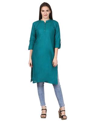 Green plain viscose kurti 1