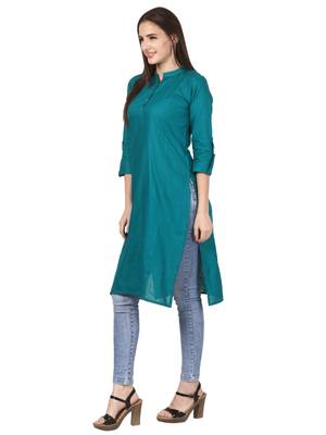 Green plain viscose kurti 3