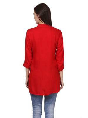 Red plain viscose kurti 2