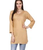 Beige plain viscose kurti