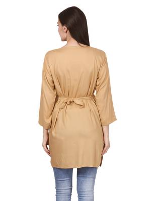 Beige plain viscose kurti 2