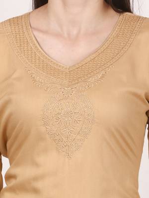 Beige plain viscose kurti 5