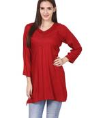 Red plain viscose kurti