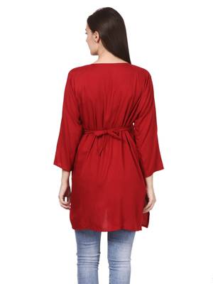 Red plain viscose kurti 2